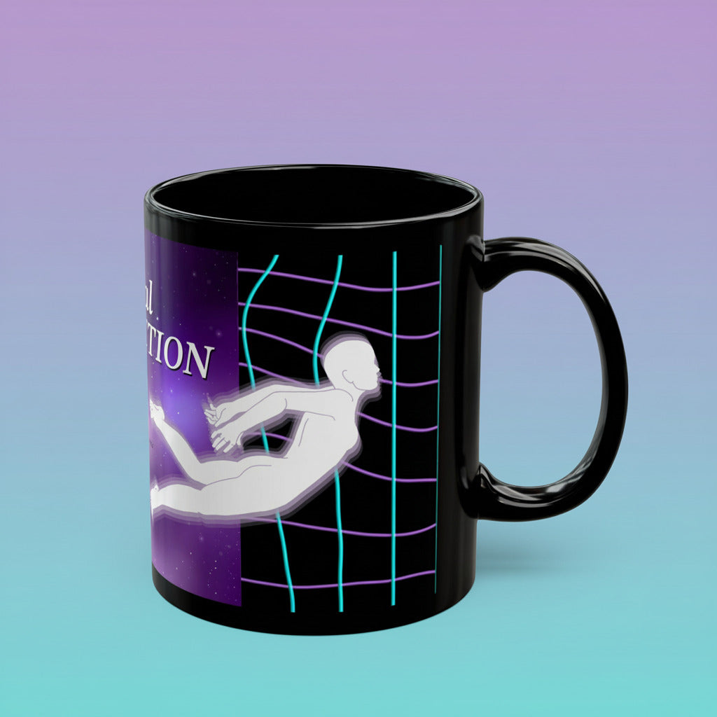 Astral Projection — Metaphysical Futuristic Spirit Silhouette Black Coffee Mug, 11 oz