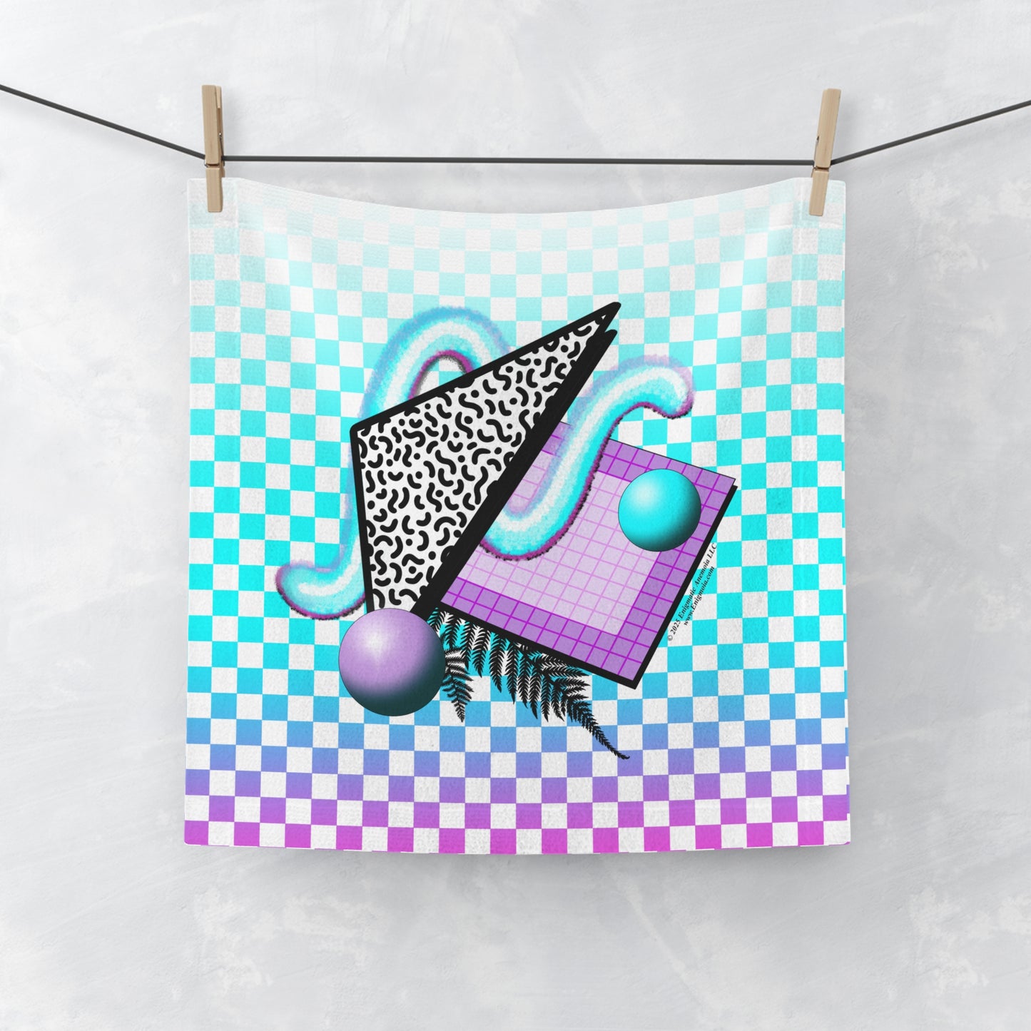 Gummi — Retro Aesthetic Geometric Memphis Style Pastel Vaporwave Bathroom Decor Face Towel