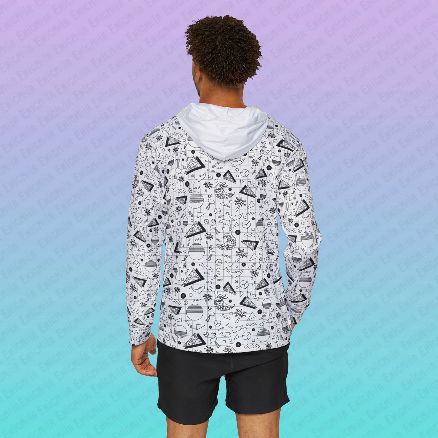 Vaporwave Beach Soirée — White - Men's Sports Warmup Hoodie