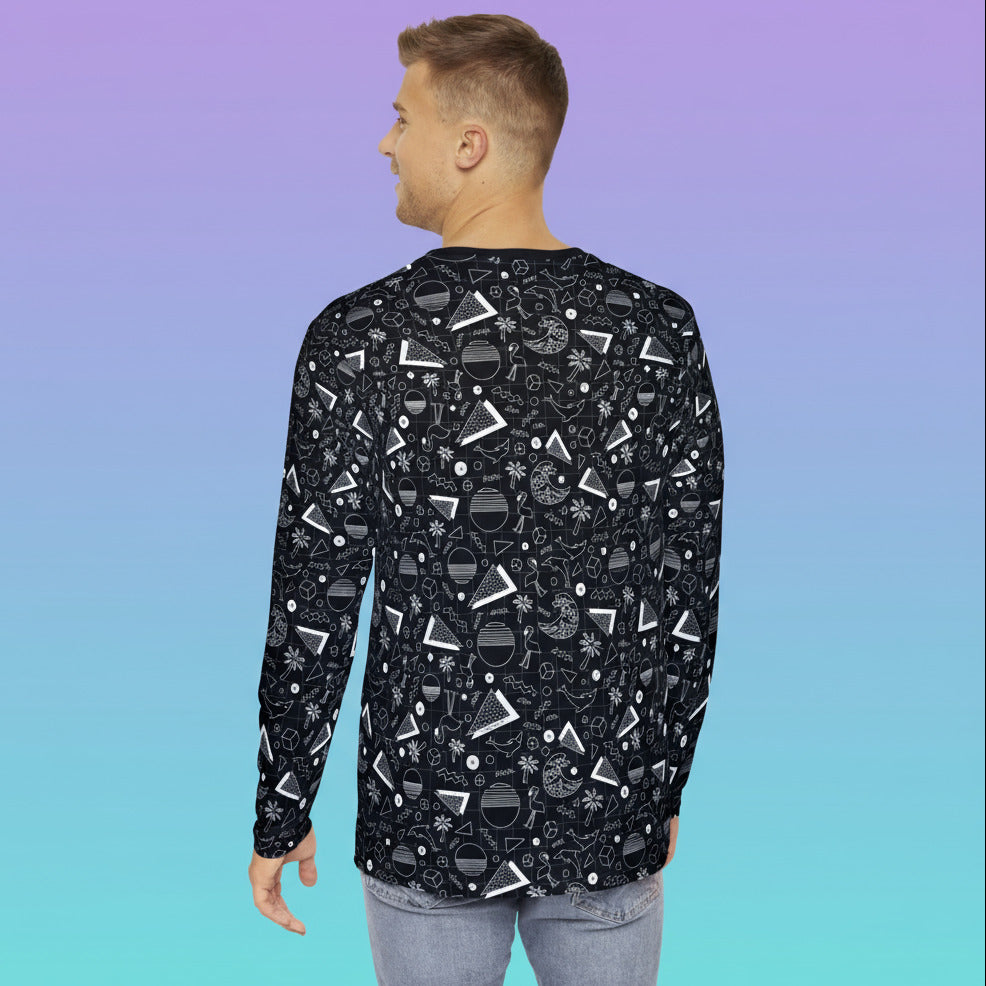 Vaporwave Beach Soirée — Black - Long Sleeve Shirt