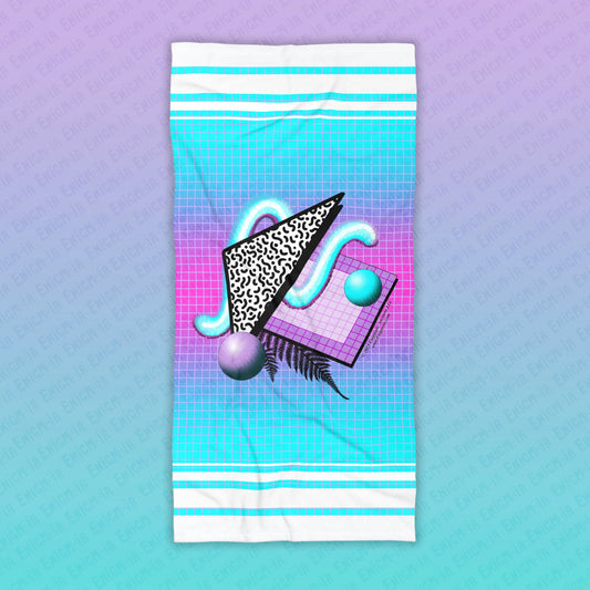 Gummi — Retro Aesthetic Geometric Memphis Style Pastel Vaporwave Beach Towel