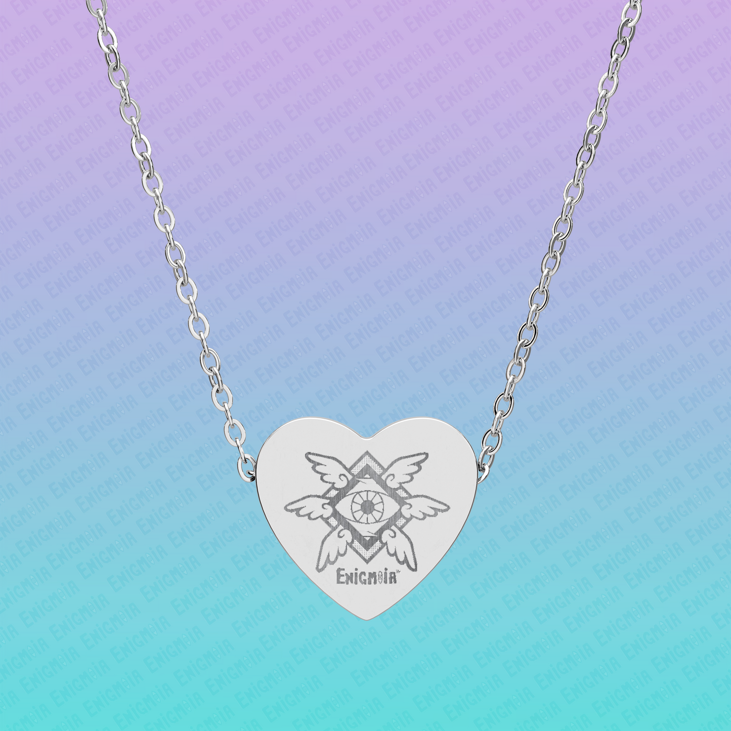 Enigmoia — Engraved Heart Brand Logo Necklace
