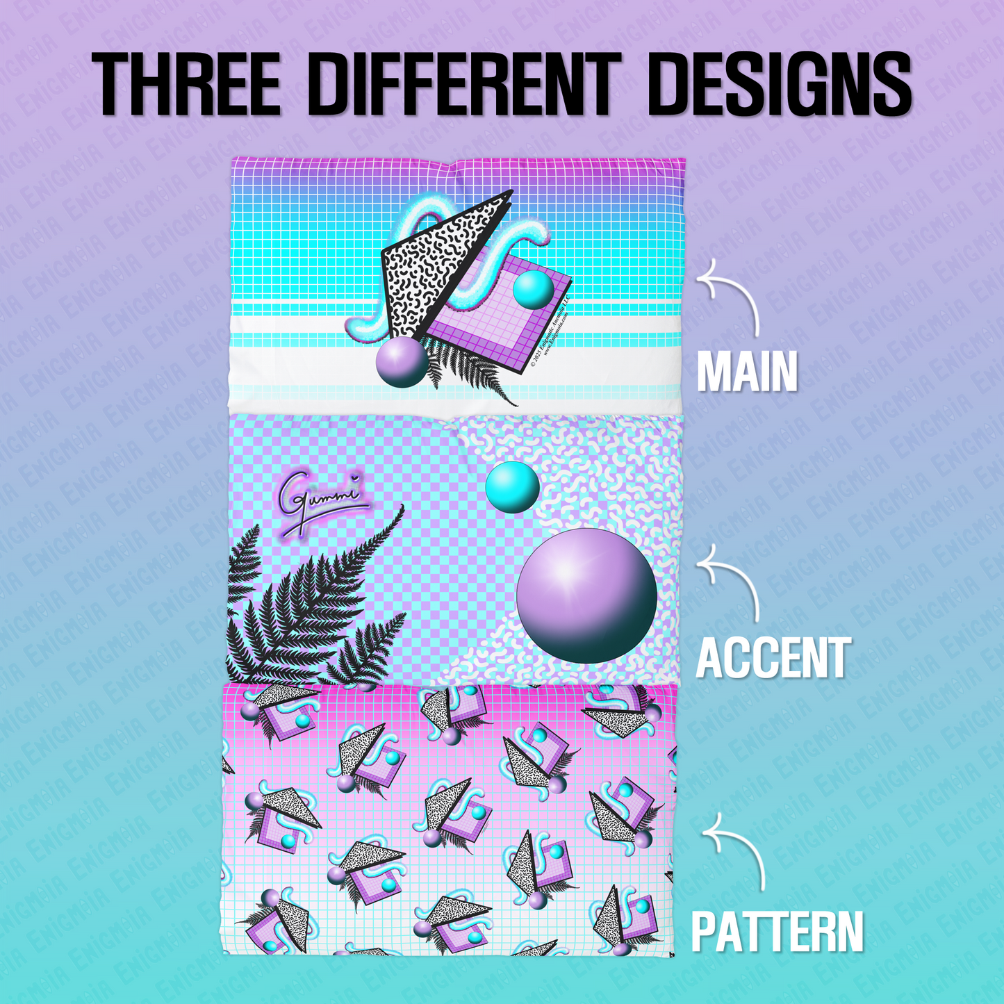 Gummi — Accent - Retro Aesthetic Geometric Memphis Style Pastel Vaporwave Microfiber Pillowcase Pillow Cover