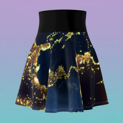 Fireflies — Cosmic Earth at Night Women's Skater Skirt