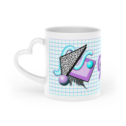 Gummi — Retro Aesthetic Geometric Memphis Style Pastel Vaporwave Heart-Shaped Mug