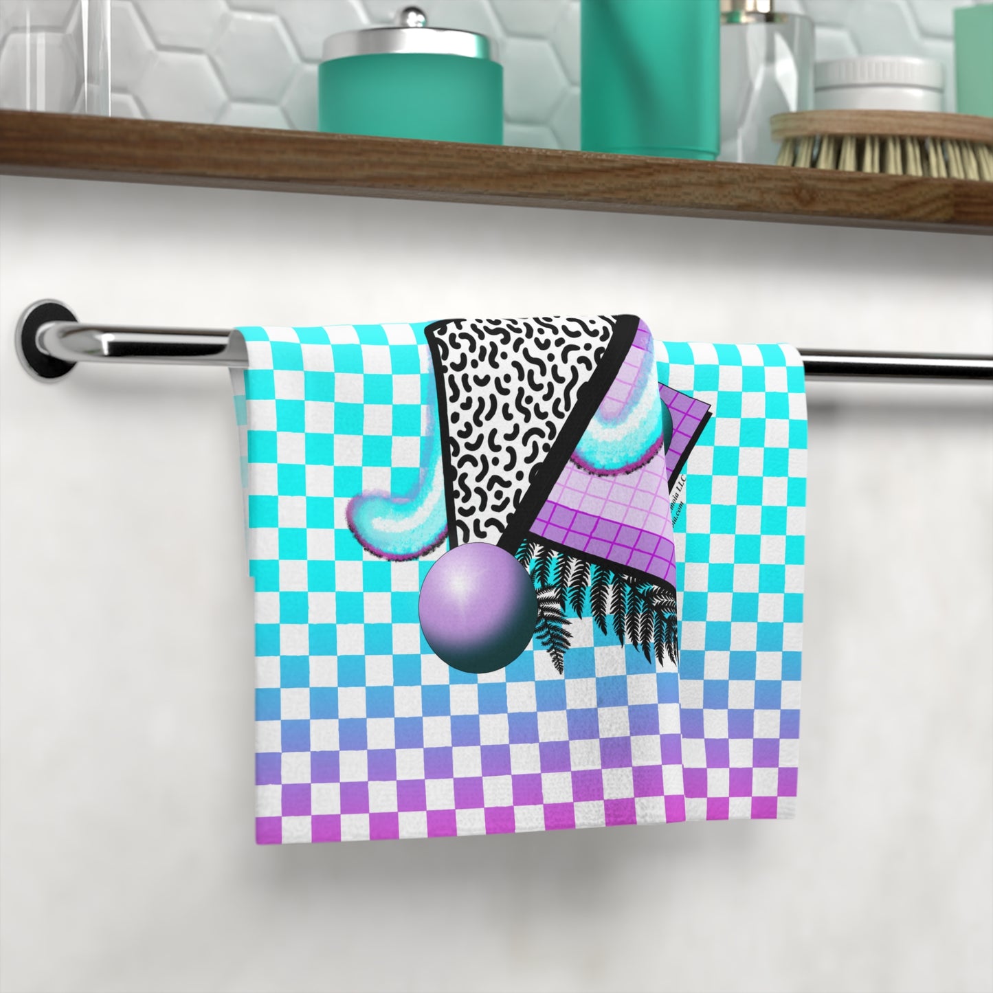 Gummi — Retro Aesthetic Geometric Memphis Style Pastel Vaporwave Bathroom Decor Face Towel