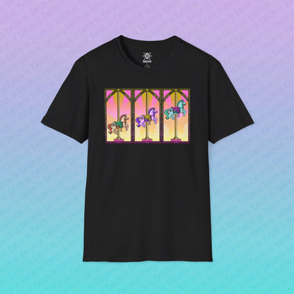 Dawn — Pastel Ombré Carousel Horses Unisex Graphic T-Shirt