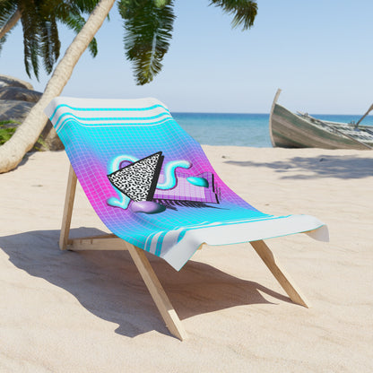 Gummi — Retro Aesthetic Geometric Memphis Style Pastel Vaporwave Beach Towel