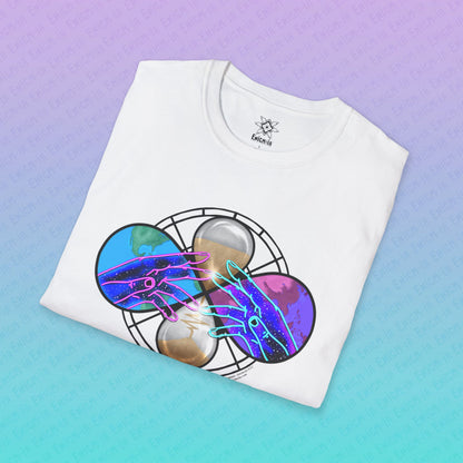 Purgatory — Cosmic Limbo Colorful Spiritual Space Hands Design Unisex T-Shirt