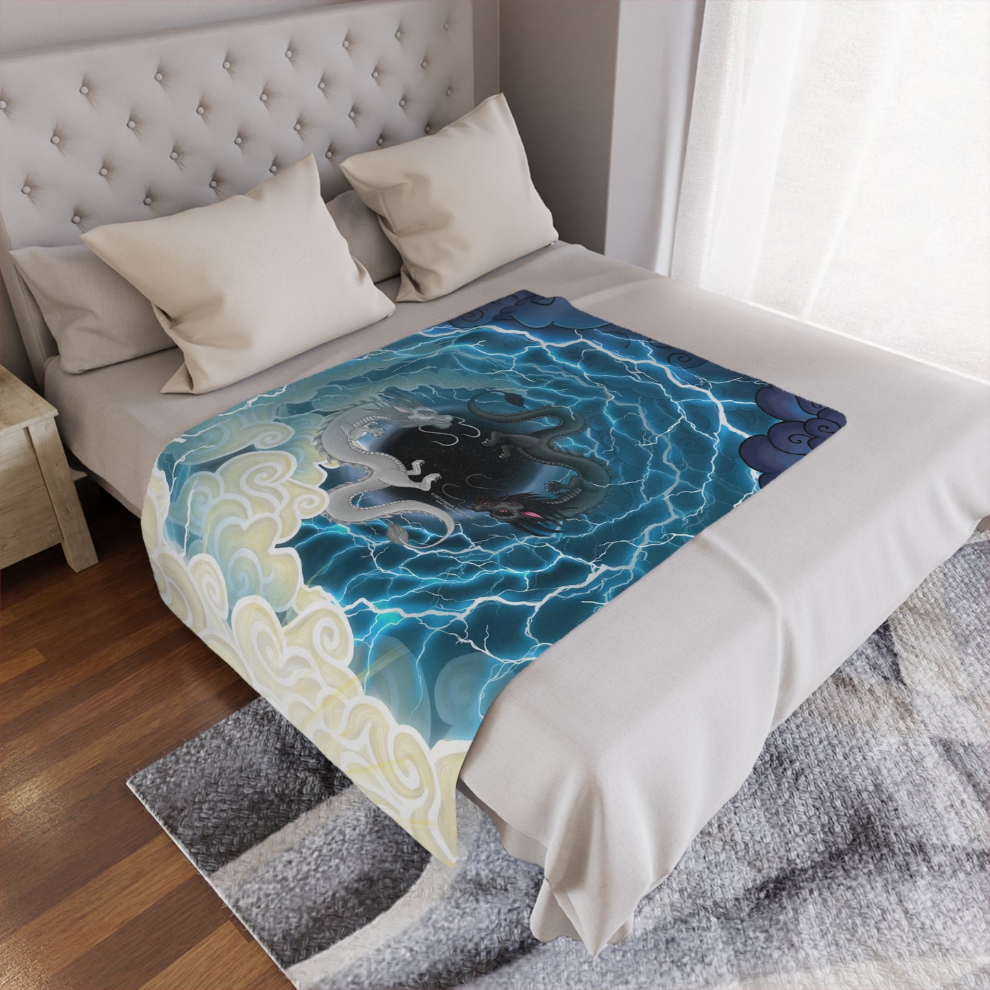 Hurricos & Zephyr — Chinese Yin Yang Storm Dragon Soft Minky Throw Blanket