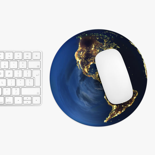 Fireflies — Earth At Night Round Computer Mouse Pad