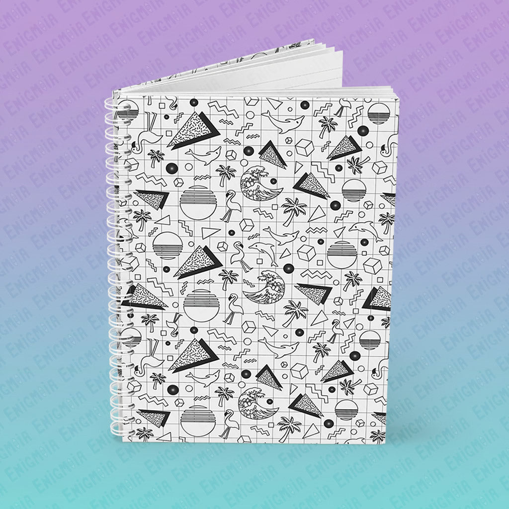 Vaporwave Beach Soirée — Color Me In, Spiral Notebook