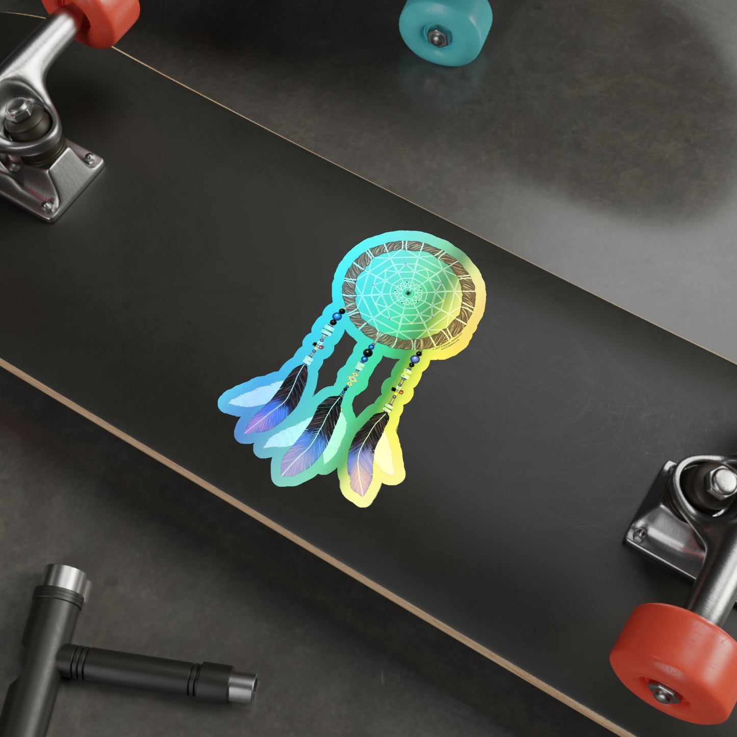 Silent Warrior — Holographic Iridescent Dreamcatcher Die-Cut Sticker