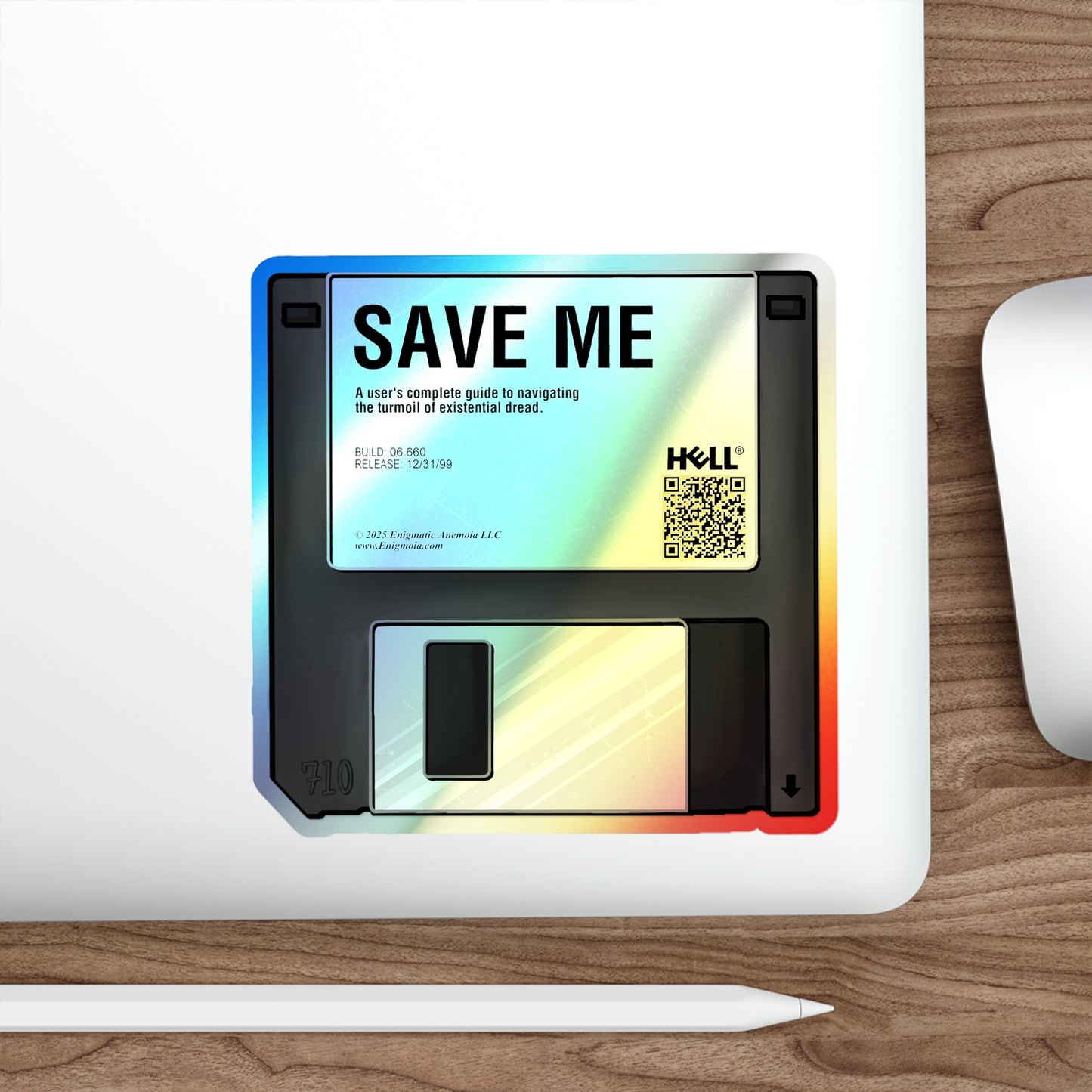 CTRL+S — "SAVE ME" Holographic Retro Floppy Disk Die-Cut Retro Hologram Sticker