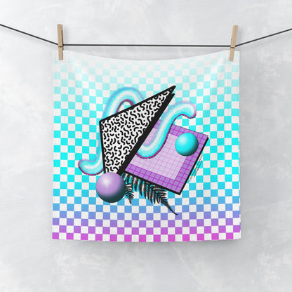 Gummi — Retro Aesthetic Geometric Memphis Style Pastel Vaporwave Bathroom Decor Face Towel