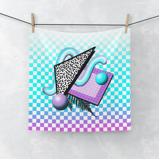 Gummi — Retro Aesthetic Geometric Memphis Style Pastel Vaporwave Bathroom Decor Face Towel