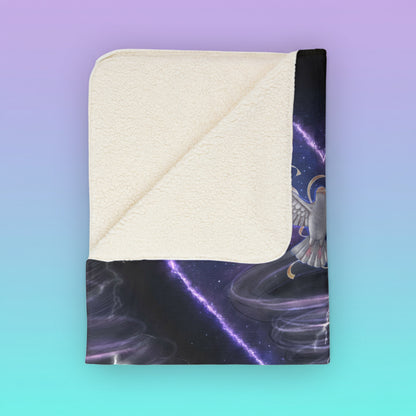 The Gravity of Love — Cosmic Heart Healing Dove Cozy Fleece Sherpa Blanket