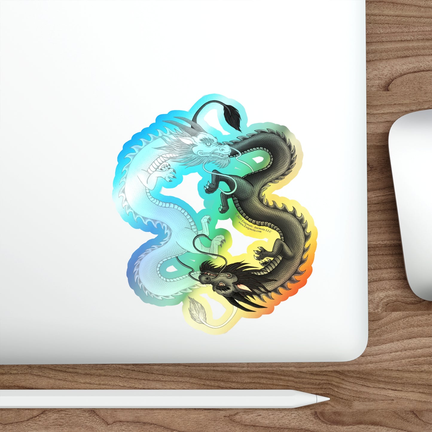 Hurricos & Zephyr — Holographic Yin-Yang Chinese Dragons Iridescent Die-Cut Sticker Decal