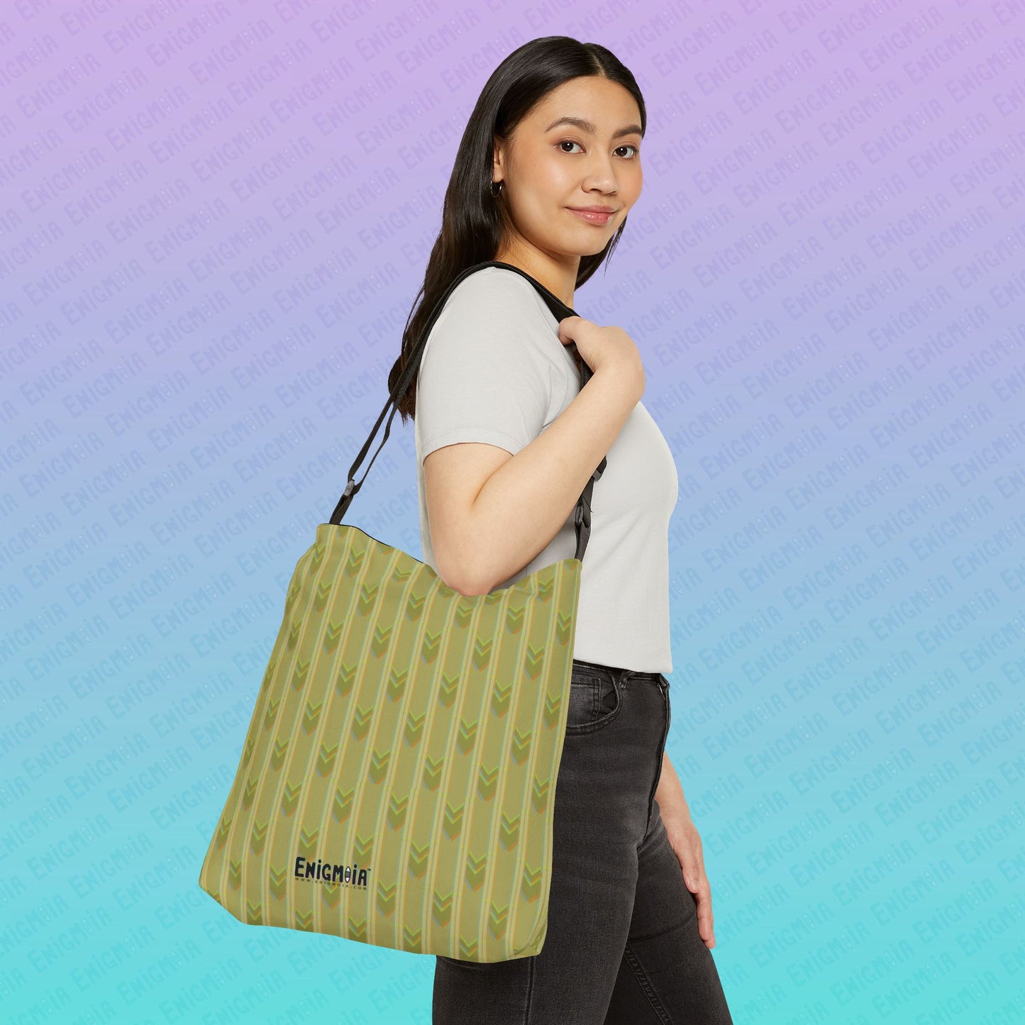 Fluorescence — RGB Glitch Backrooms Wallpaper Pattern Adjustable Tote Bag