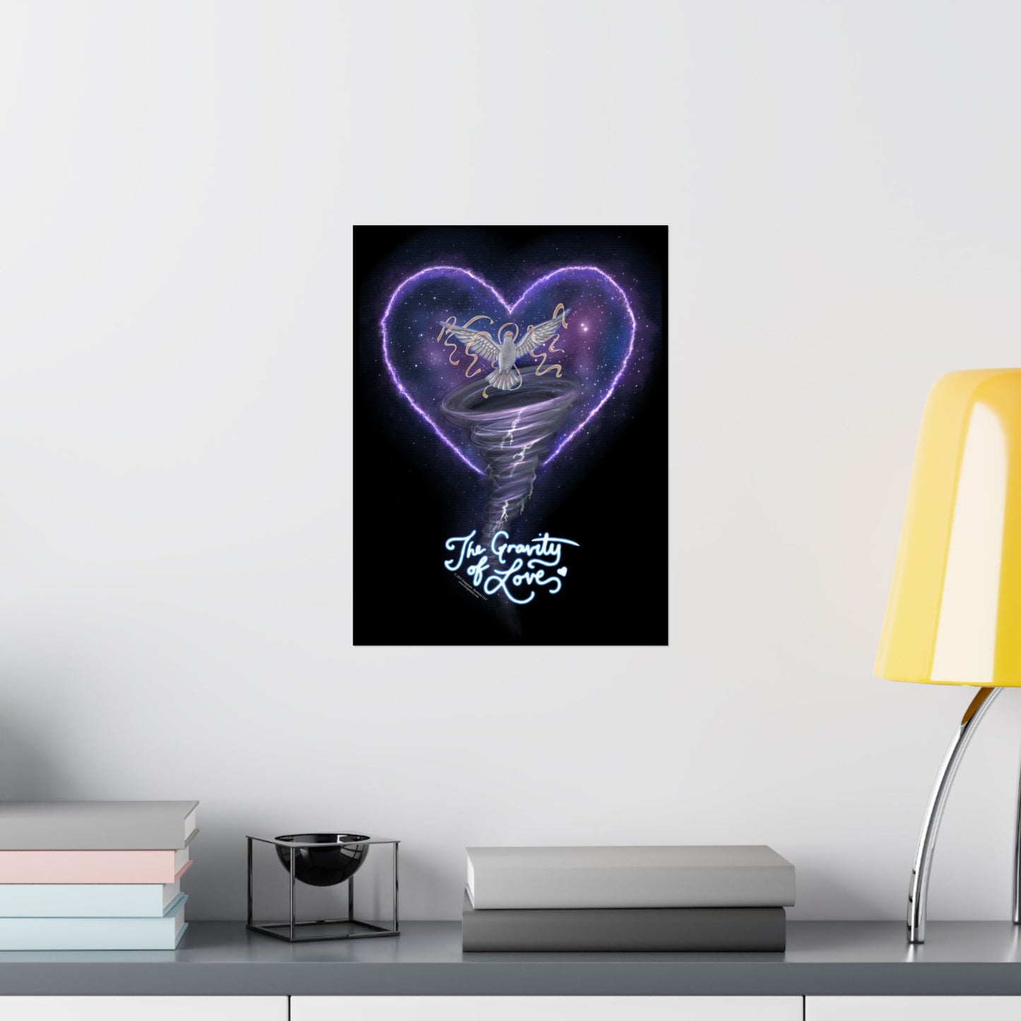 The Gravity of Love — Heart-Themed Galactic Dove Matte Vertical Posters
