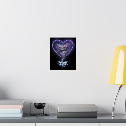The Gravity of Love — Heart-Themed Galactic Dove Matte Vertical Posters