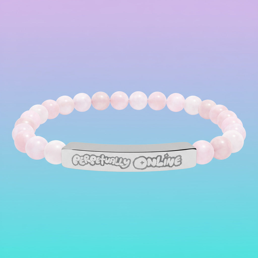 Perpetually Online — Y2K Techie Engraved Natural Stone Stretch Bracelet Jewelry Gift