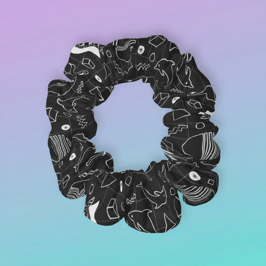 Vaporwave Beach Soirée — Black - Scrunchie Hair Tie