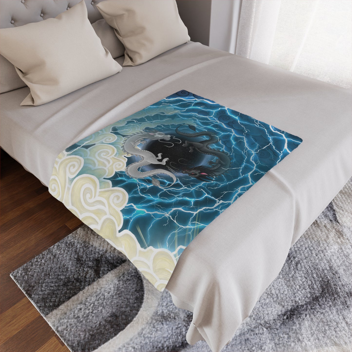 Hurricos & Zephyr — Chinese Yin Yang Storm Dragon Soft Minky Throw Blanket