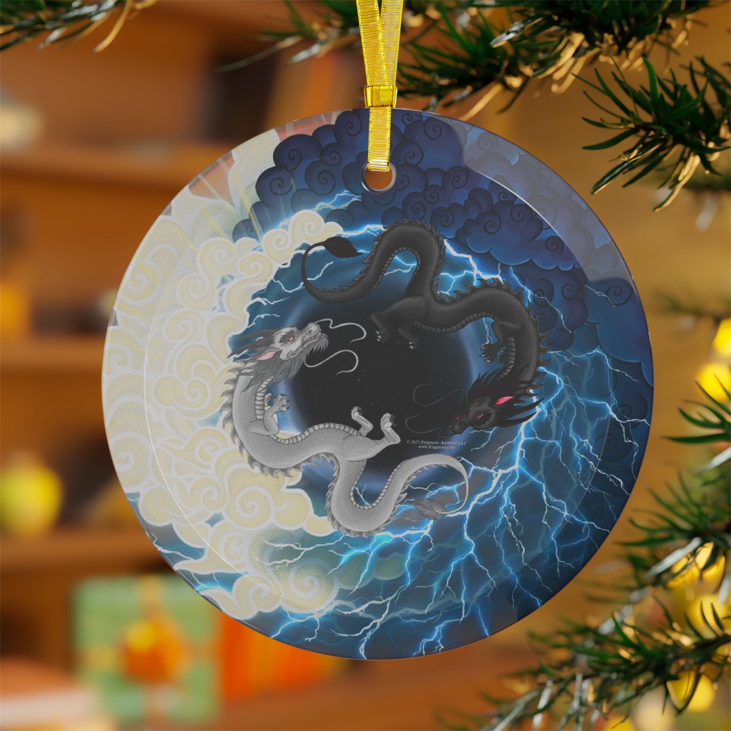 Hurricos & Zephyr — Chinese Yin Yang Storm Dragon Glass Ornament Bauble