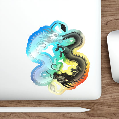 Hurricos & Zephyr — Holographic Yin-Yang Chinese Dragons Iridescent Die-Cut Sticker Decal