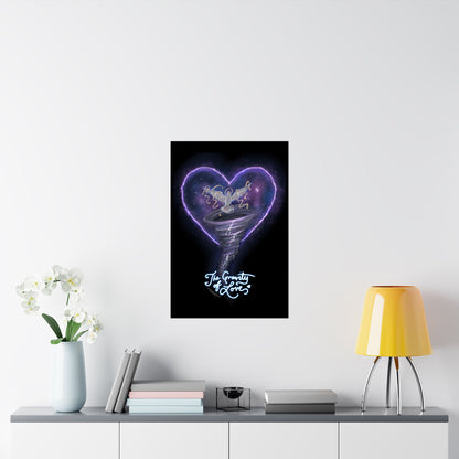 The Gravity of Love — Heart-Themed Galactic Dove Matte Vertical Posters