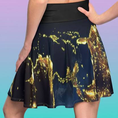 Fireflies — Cosmic Earth at Night Women's Skater Skirt