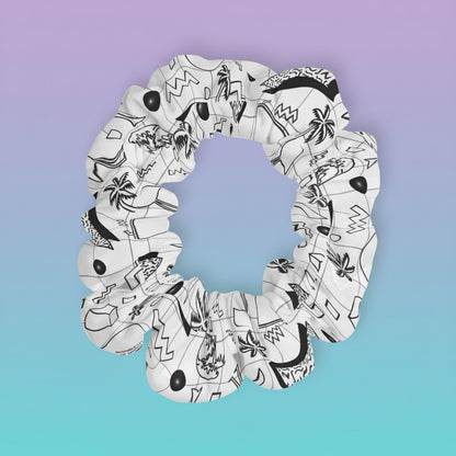 Vaporwave Beach Soirée — White - Scrunchie Hair Tie