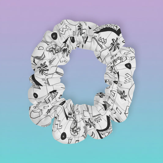 Vaporwave Beach Soirée — White - Scrunchie Hair Tie