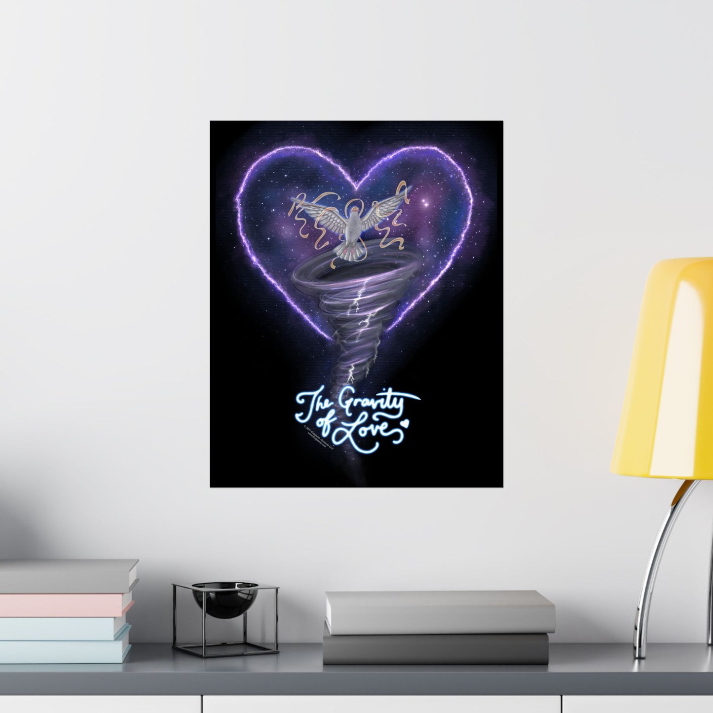The Gravity of Love — Heart-Themed Galactic Dove Matte Vertical Posters