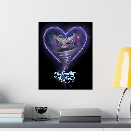The Gravity of Love — Heart-Themed Galactic Dove Matte Vertical Posters