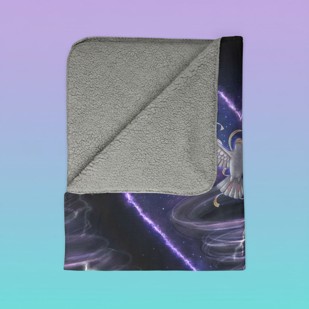 The Gravity of Love — Cosmic Heart Healing Dove Cozy Fleece Sherpa Blanket