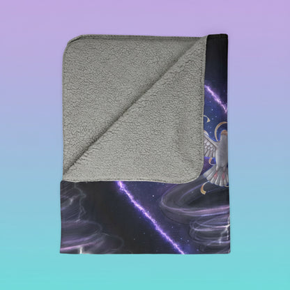 The Gravity of Love — Cosmic Heart Healing Dove Cozy Fleece Sherpa Blanket