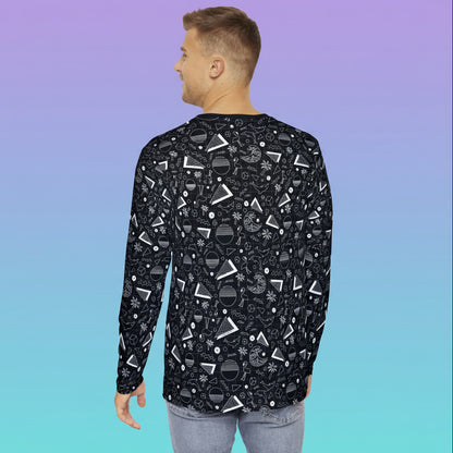 Vaporwave Beach Soirée — Black - Long Sleeve Shirt