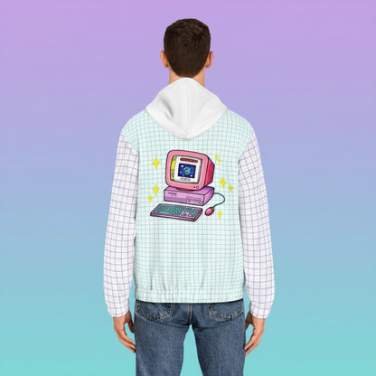 Perpetually Online — White - Unisex Full-Zip Hoodie