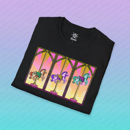 Dawn — Pastel Ombré Carousel Horses Unisex Graphic T-Shirt