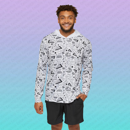 Vaporwave Beach Soirée — White - Men's Sports Warmup Hoodie