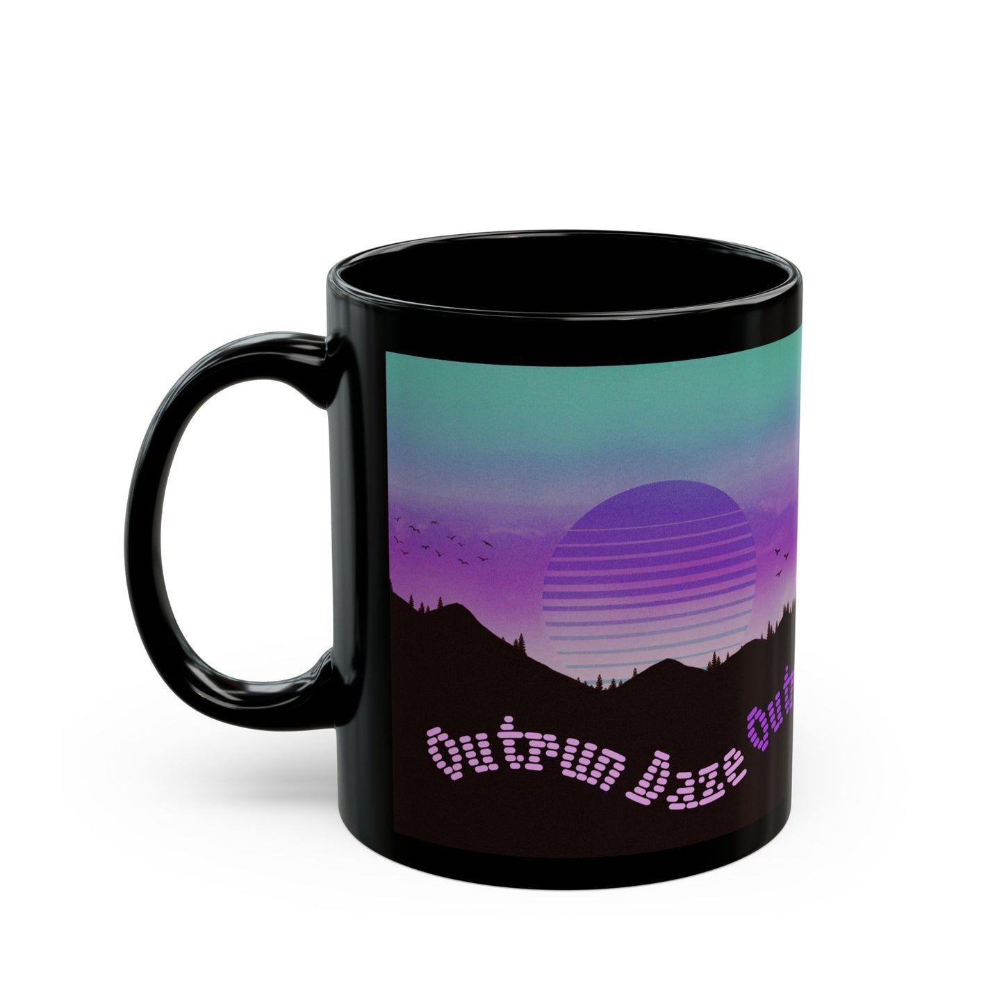 Outrun Daze - Sunset - Black Mug (11oz)