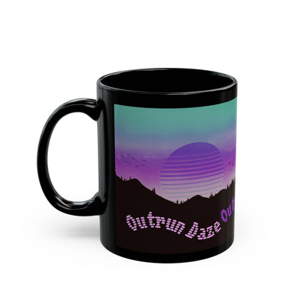 Outrun Daze - Sunset - Black Mug (11oz)