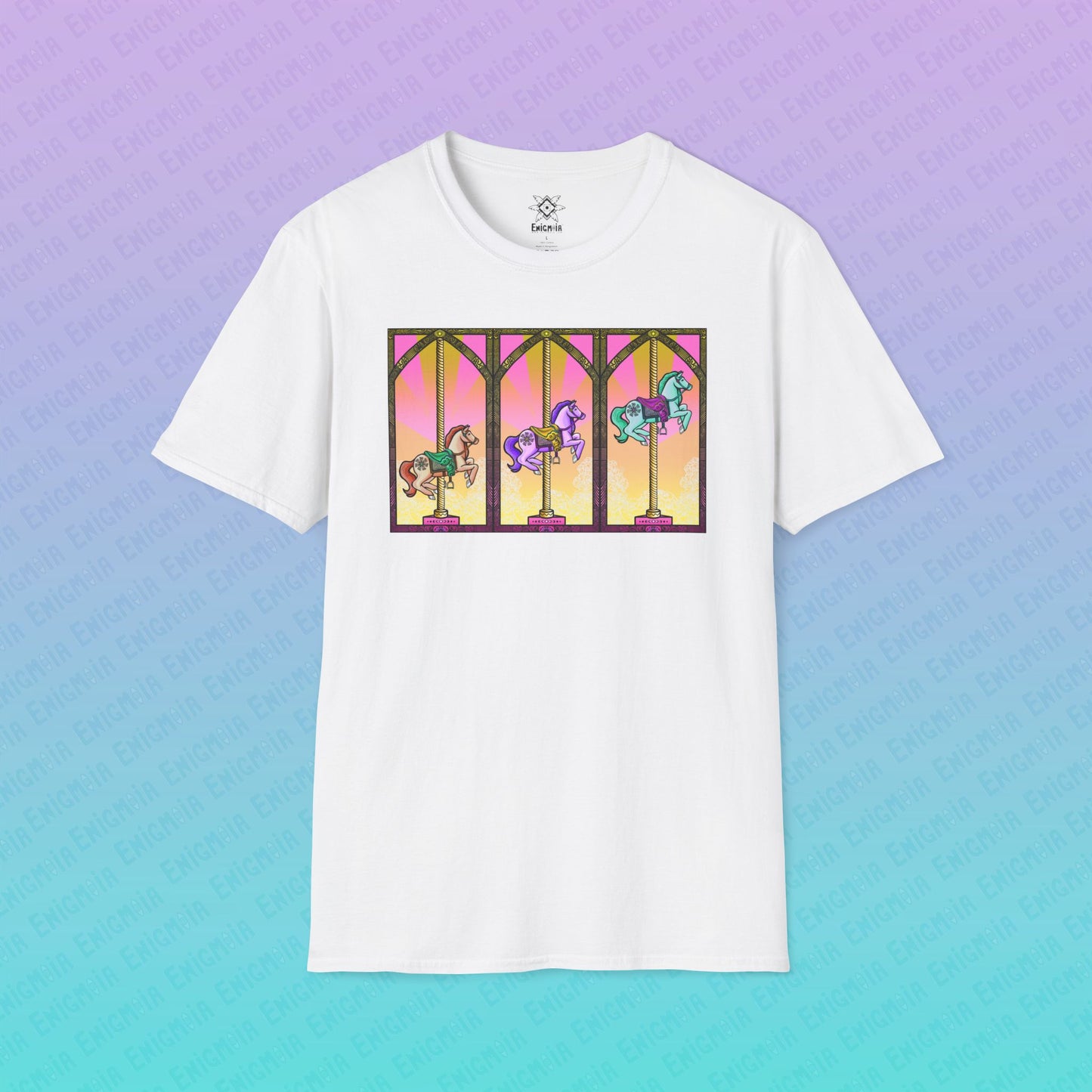 Dawn — Pastel Ombré Carousel Horses Unisex Graphic T-Shirt