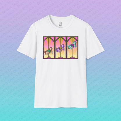 Dawn — Pastel Ombré Carousel Horses Unisex Graphic T-Shirt