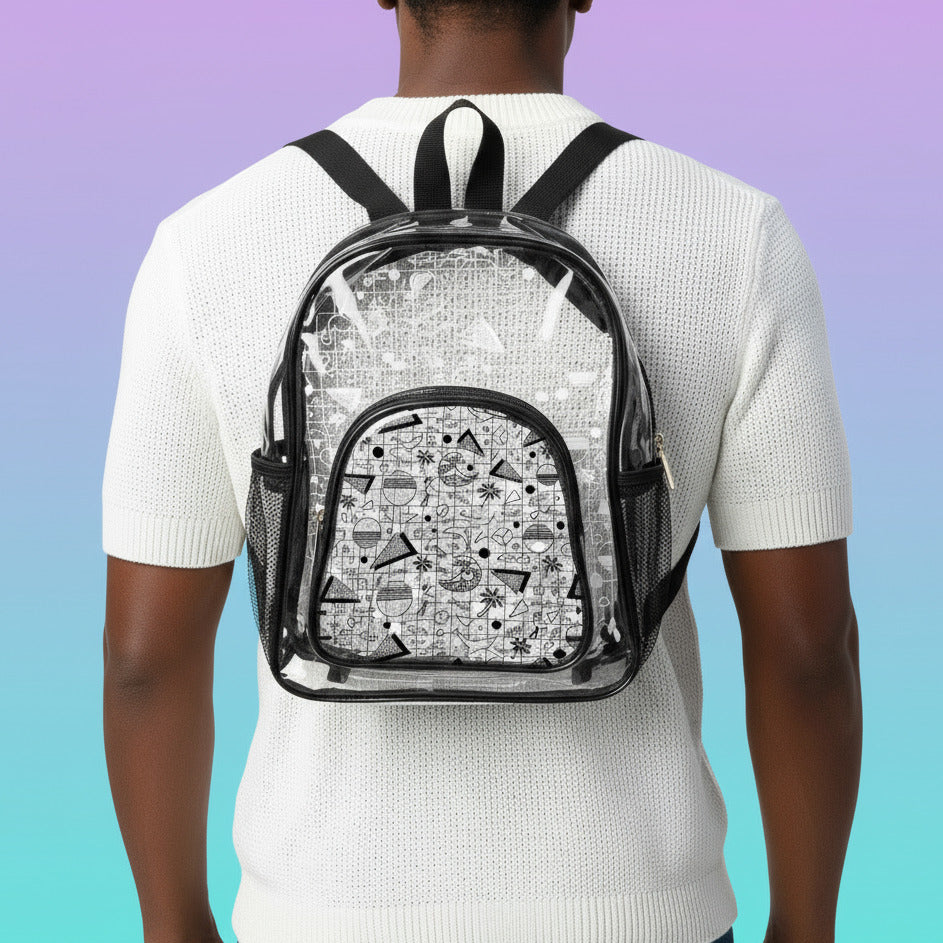 Vaporwave Beach Soirée — Clear Transparent Stadium Backpack