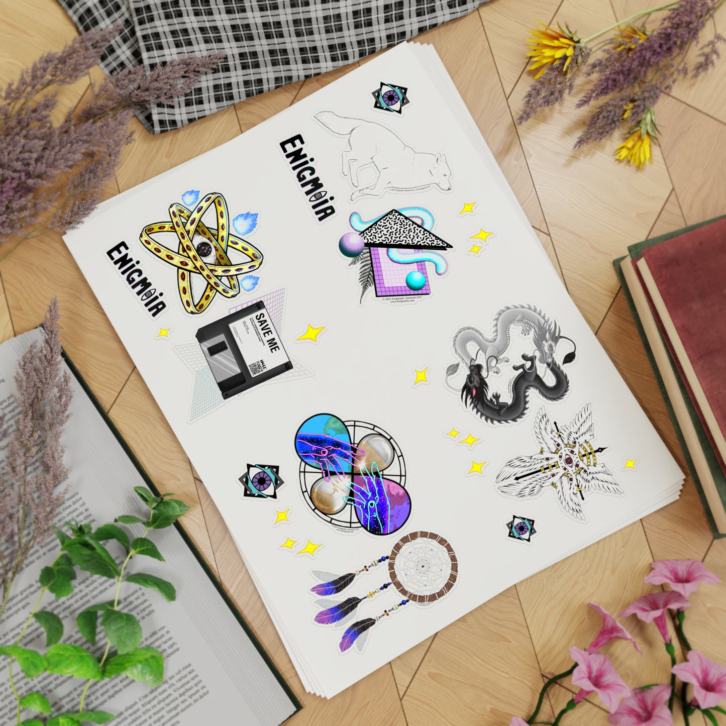 Enigmoia — Brand Artwork Decorative Sticker Sheets (5Pcs) (Transparent & Holographic)