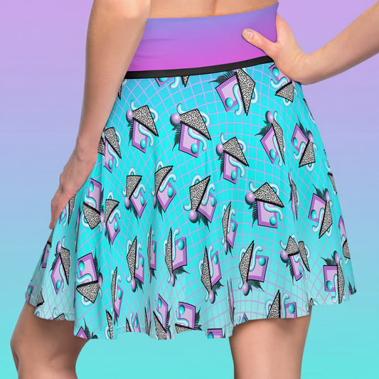 Gummi — Retro Aesthetic Geometric Memphis Style Pastel Vaporwave Women's Skater Skirt