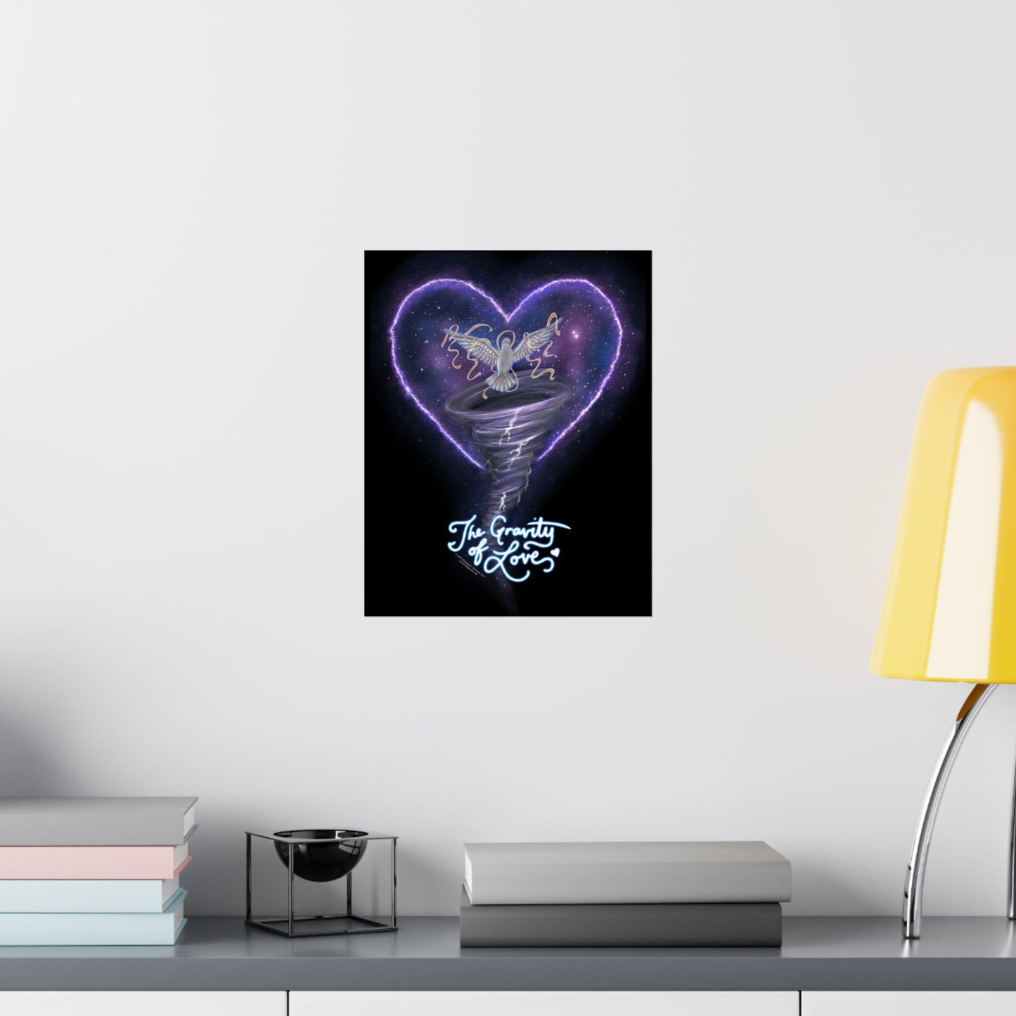 The Gravity of Love — Heart-Themed Galactic Dove Matte Vertical Posters